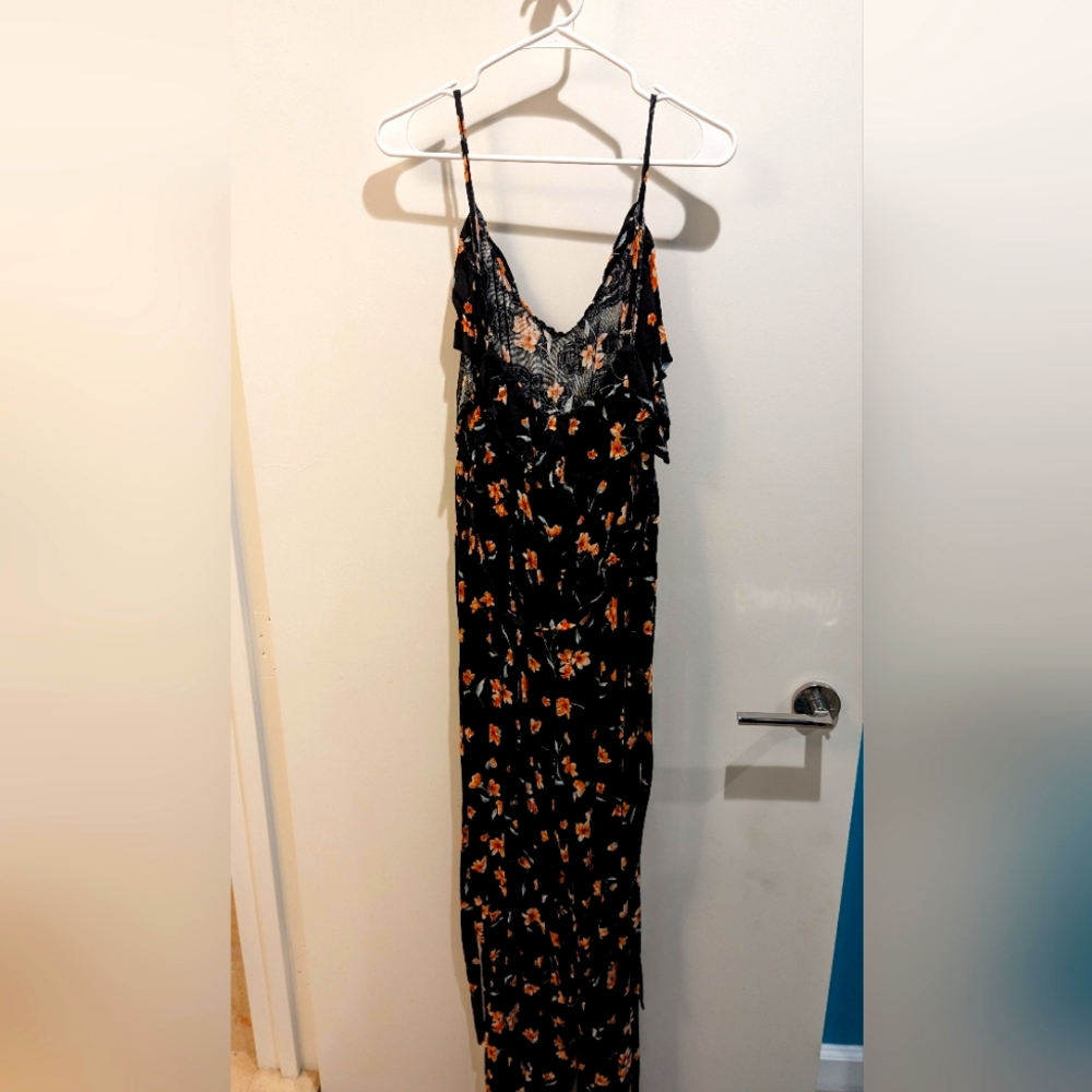 Black floral jumpsuit